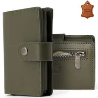 herémood Geldbörse Portemonnaie Damen & Herren, Leder Geldbörse Wallet mit RFID Schutz (Echtleder Herren Geldbörse, Geburtstagsgeschenk für Männer,Slim Wallet, 1-tlg., Card Holder Grün Echtleder Brieftasche Smart Wallet Geldbeutel), Diebstahlschutz, 