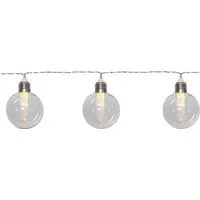 STAR TRADING LED-Lichterkette Chania, 8-flammig, Ø 8 cm, ca. 2,45 m + 2 m Zuleitung, klar, Kunststoff, Akku, outdoor