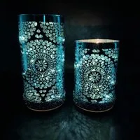 Online-Fuchs LED Dekolicht aus Glas mit LED-Lichterkette integriert & 6-Stunden Timer - Dekovase, 10 und 15 LEDs, warmweiß, ganzjährig als Deko Licht oder als Vase für Kunstblumen geeignet