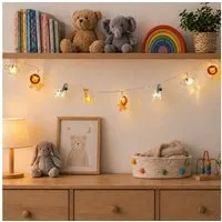MARELIDA LED-Lichterkette ZOO Safari 10 leuchtende Tiere für Kinderzimmer 0,9m Timer, 10-flammig