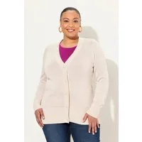 Ulla Popken Strickjacke Strickjacke V-Ausschnitt Knopfleiste Feinstrick