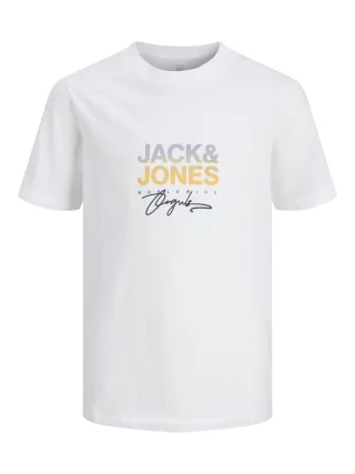 JACK&JONES - JORCANGGU TEE SS CREW NECK FST JNR Bright White - Gr. - 176