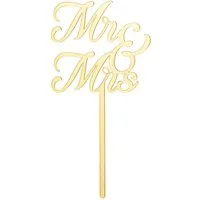 partydeco Tortenstecker, Cake Topper Mr & Mrs Hochzeit 16,5x8,3cm Gold