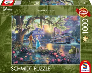 Schmidt Puzzle 57527 - Thomas Kinkade: Disney die Prinzessin und der Frosch [1.000 Teile]