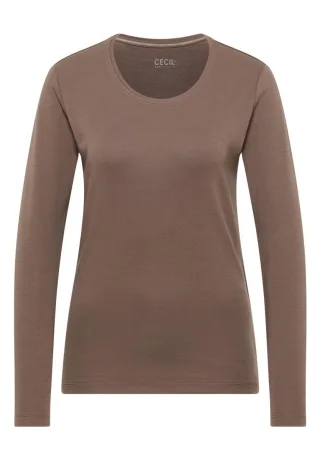 CECIL - Basic Langarmshirt beige - Gr. - XL