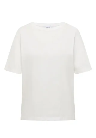 CECIL - Kurzarm T-Shirt aus reiner Baumwolle vanilla white - Gr. - L