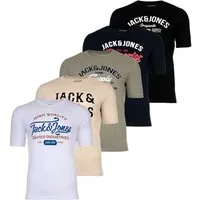 Jack & Jones T-Shirt Herren T-Shirt 5er Pack Baumwolle (Packung, 5er Pack)