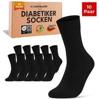 sockenkauf24 Diabetikersocken ohne Gummibund & ohne Naht aus Baumwolle (10-Paar) Diabetiker Socken mit Komfortbund ohne Gummi für Damen & Herren