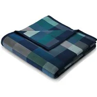 Wohndecke Color Squares Dark blue, blau karierte Sofadecke in 150x200 cm, Biederlack, Decke aus Baumwollmix, Made in Germany