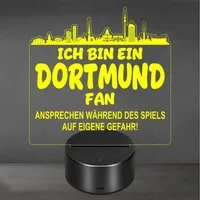 Lieblingsmensch LED Nachtlicht Fußball - Ich bin ein Dortmund Fan - Ansprechen auf eigene Gefahr, LED fest integriert, Farbwechsel oder feste Farbe mit Fernbedienung & Touch, Man Cave Stimmungslicht – 19x23cm