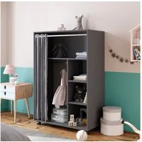 Vicco Kleiderschrank Doros, Grau, 100 x 146.6 cm offen rollbar (1-St) mit Kleiderstange