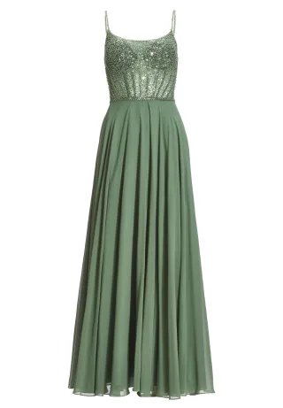 hey kyla - Chiffonkleid mit besticktem Top leaf green - Gr. - 36