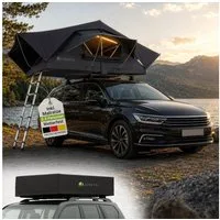 Juskys Dachzelt Lago, Wasserdicht, Teleskopleiter, 2 Personen Zelt, LED Beleuchtung