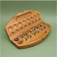 ROMBOL Denkspiele Spiel HUS BAO - klappbares Steinchenspiel, Brettspiel, Holzspiel