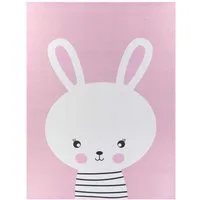 TaraCarpet Kinderteppich Fresh Kids Tiere, rechteckig, Höhe: 5 mm, Fresh Kids Tiere Hase Rosa Kinderzimmer Jugendzimmer 80x150 cm