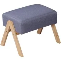 relaxdays Fußhocker Bambus & Stoff, grau