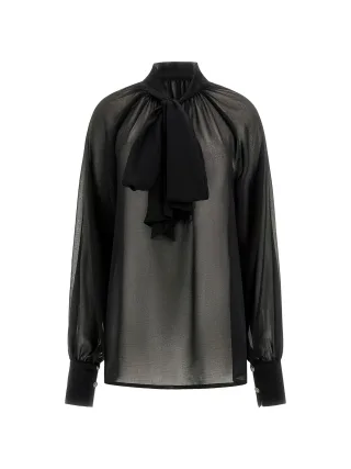 Guess - LS AUDRINE BOW BLOUSE Jet Black A996 - Gr. - XL