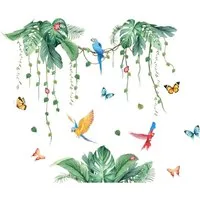 Agger Wandtattoo Tropische Blätter Pflanzen Wandaufkleber Hängende Grün Blätter (2 St), Vögel Wandsticker Kinderzimmer Wohnzimmer Schlafzimmer