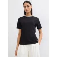 bonprix T-Shirt leicht definierte Passform, kontrastfarbiger Halsausschnitt