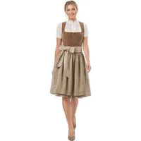 dressforfun Dirndl Mini-Dirndl Camel/Rosé, Cord-Mieder, Reißverschluss statt Schnürung (Trachtenkleid Jenna, in cappuccino) Versteckte Taschen, gerader Ausschnitt, breite Rosé-Musterschleife