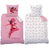 BERONAGE Kinderbettwäsche Miraculous Ladybug Shadow Bettwäsche Biber / Flanell, 100% Baumwolle, 2 teilig, 135x200 + 80x80 cm