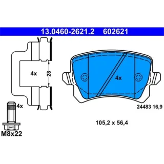 ATE Bremsbel?ge hinten Skoda Octavia III