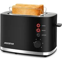 Aigostar Toaster Toaster 2 Scheiben, extra breite Toastschlitze, 6 Bräunungsstufen,800W, 2-Scheiben-Toaster, für 4 Scheiben, 800 W, Kompakter Toaster mit breiten Schlitzen & Brotzentrierung