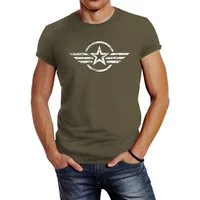Neverless Print-Shirt Neverless® Herren T-Shirt Airforce Aufdruck Emblem Fashion mit Print