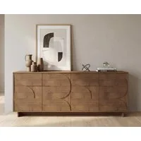 Home affaire Sideboard Zen, 205 cm breit, 4 Türen, Anrichte, Kommode, Stauraumschrank, Push-to-open, 3D-Fronten, Mercure-Holzstruktur, viel Stauraum