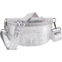 MIRROSI Bauchtasche UNISEX, Echtleder, Leder, Made in Italy, Umhängetasche, Brusttasche, (Schultertasche für jeden Anlass, 2 Größen auswählbar), Crossbody Bag, Schwarz, KROKO-Optik mit verstellbaren Schulterriemen