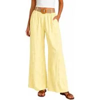 Mississhop Palazzohose Damen Palazzo Hose mit weitem Bein und elastischem Bund mit Gürtel S/M