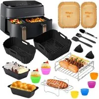 SURFOU Backform Heißluftfritteuse zubehör für Philips airfryer zubehör 28-tlg BPA-frei, (29-tlg Heißluftfritteuse Zubehör Set für Philips Airfryer Dual Basket 3000/5000 Serie(z. B. NA350/00, NA352/04), und Tefal EY9018 Dual Easy Fry, und die meisten 