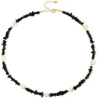 Cavill Silberkette Schwarzer Turmalin Perle Gold Halskette (1-tlg)