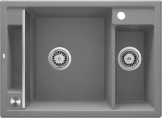 Neuesbad 1,5-Becken Spüle ohne DRAINING BOARD, mit Zubehör, Grau METALLIC Granit NB1DEZRMS5031