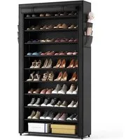 Vicye Schuhregal Schuhschrank 10 Ebenen Schwarz Metallgestell Stauraum für 50 Paar