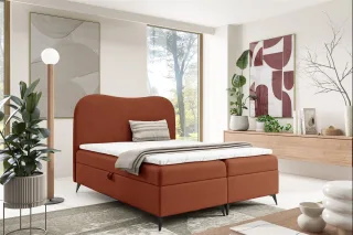 Boxspringbett Schlafzimmerbett BLAIR 180x200cm Stoff Now or Never Rostbraun