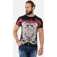 Cipo & Baxx T-Shirt T-Shirt mit Schattenmuster auf der Vorder-und Rückseite