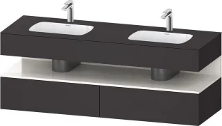 Duravit Qatego Einbauwaschtisch mit Konsolenwaschtischunterbau Graphit Supermatt 1600x550x600 mm - Q QA4797022800010
