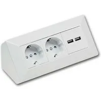 ChiliTec Aufputz-Steckdose 2-fach Steckdosenblock + 2x USB-A, weiß 250V~/ 16A