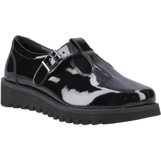 Hush Puppies Florrie T-Bar Mädchenschuhe Aus Schwarzem Leder