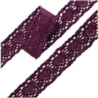 maDDma Spitzenband Spitze elastisch Herzmotiv ab 1m x 25mm Spitzenband Meterware Nylon, aubergine