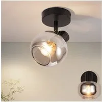 ZMH Deckenleuchte Wohnzimmer Rauchgrau Glas Drehbar 350° Vintage Deckenstrahler Küche, DIY Austauschbare Lichtquelle, ohne Leuchtmittel