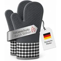 Bestlivings Topfhandschuhe Silikon 2er Pack, (2er Set), Hitzeschutz, rutschfester Griff, isolierende Zwischenschicht