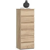 Milord FURNITURE Kommode mit 6 Schubladen 40 cm breit Holz Schrank B40xH109xT35 cm (Highboard Anrichte Schlafzimmer Wohnzimmer Flur Büro Organizer)