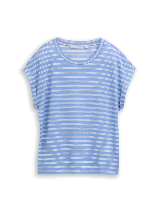 Denim Tom Tailor - T-Shirt mit Streifenmuster blue white black stripe - Gr. - S