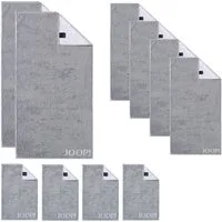JOOP! Handtuch Set JOOP! 1600-76 Set 10-tlg. silber 2x Duschtuch 4x Handtuch 4x Gästetuch, Walkfrottier (Spar-Set, 10-St)