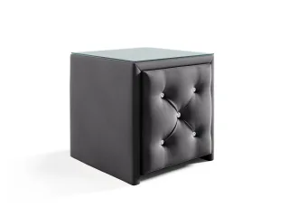 Nachttisch Nachtkonsole SEVRA 50x50cm in Stoff Elisa Velvet Anthrazit