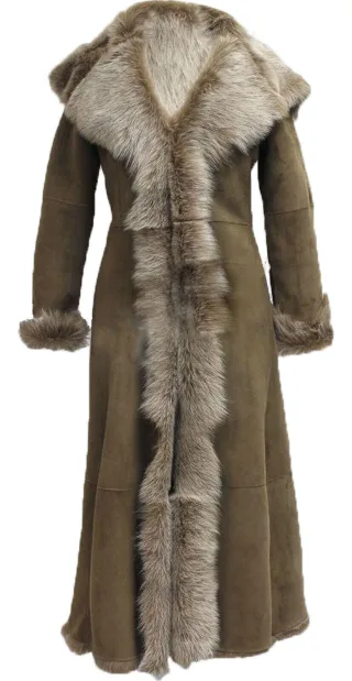 Damen-Trenchcoat aus Toscana-Schaffell mit Kapuze aus Wildleder – Rushden
