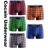 Cocain underwear Boxershorts 5 Boxershorts karierte farbig Herren Unterhose Boxer enge Pants Shorts (5er-Pack) Spitzenqualität aus Europa