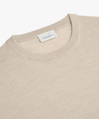 Profuomo - Beiger Merino Crewneck Beige - Gr. - S